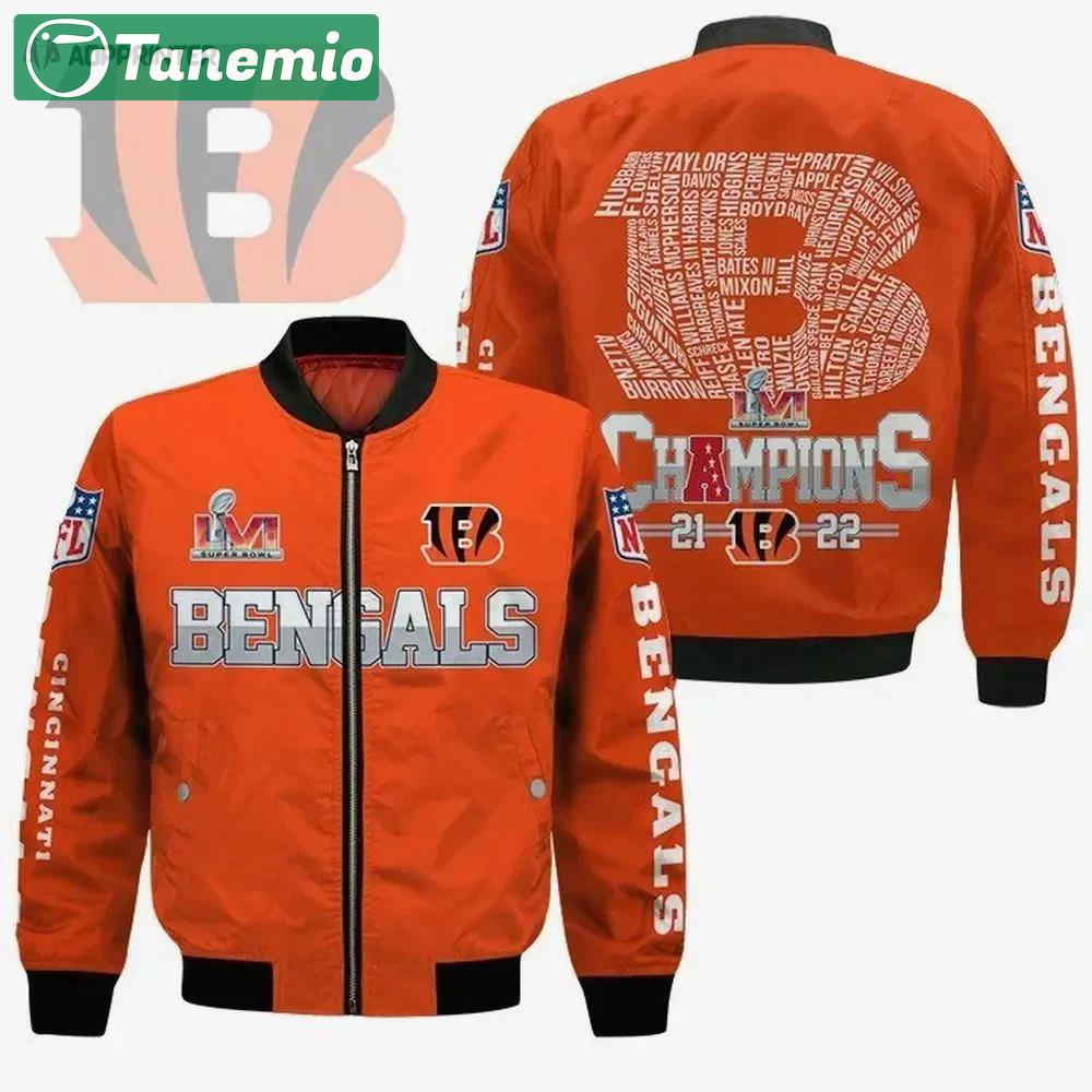 Cincinnati bengals logo pattern bomber jacket – orange Bomber Jacket