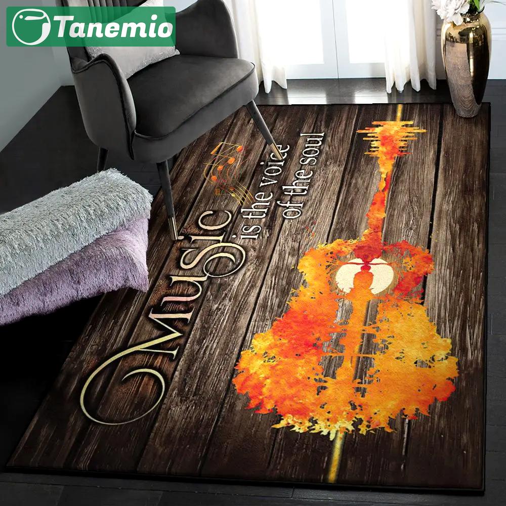Classical guitar indoor outdoor carpet, music is the voice of the soul guitar rug Rectangle Rug