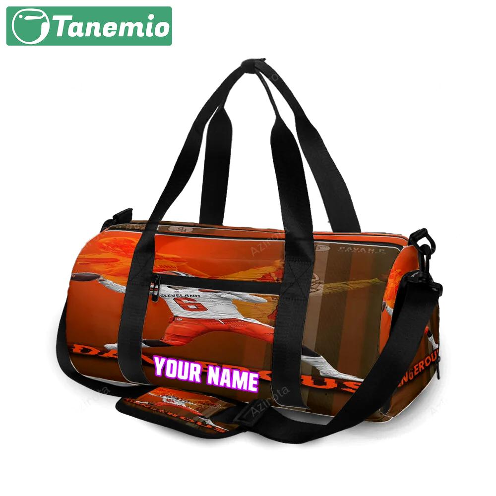Cleveland browns baker mayfield 06 dan6erous personalized name travel bag gym bag 2151 Travel Bag
