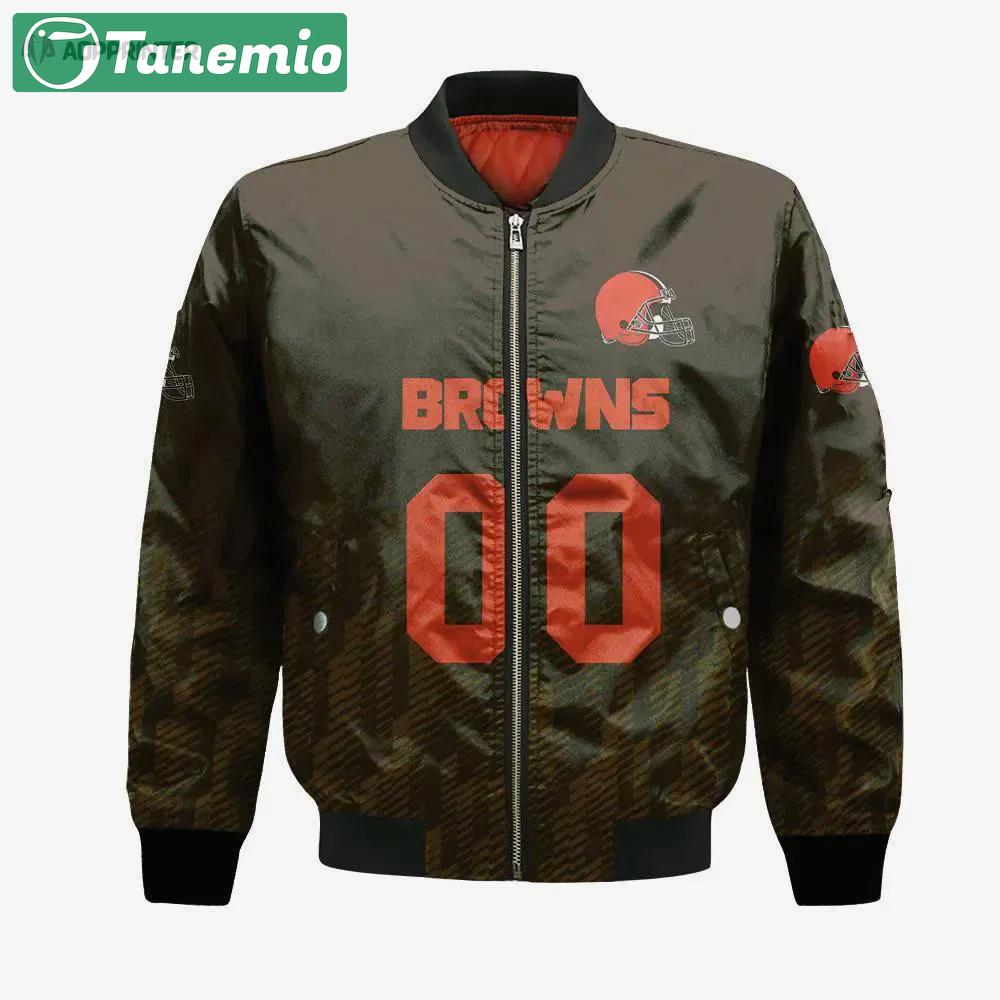 Cleveland browns bomber jacket 3d printed team logo custom text and number Bomber Jacket