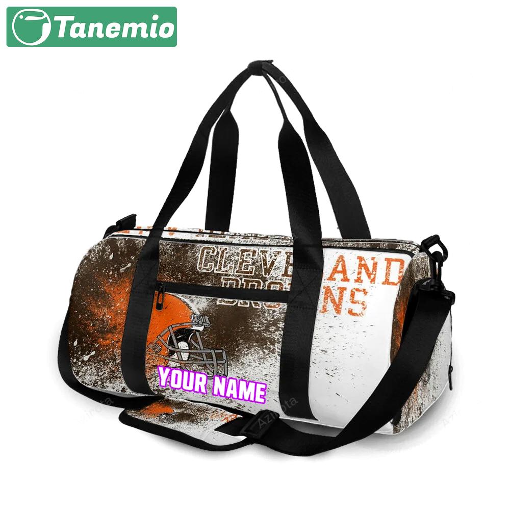 Cleveland browns logo art v1 personalized name travel bag gym bag 348 Travel Bag