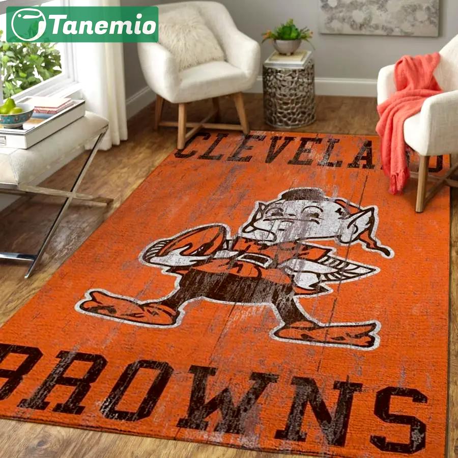 Cleveland browns rug living room rug home decor area rug living room rug Rectangle Rug