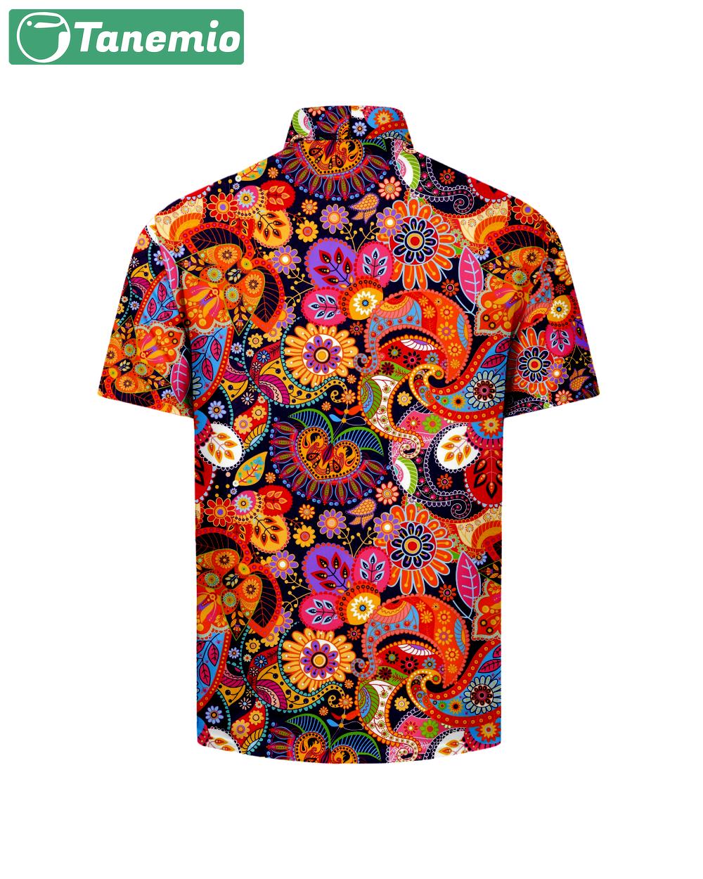 Colorful daisy cartoon pattern men's short sleeve button down shirt for summer outdoor, resort vacation hawaiian shirt Hawaii Shirt Shorts & Flip Flops