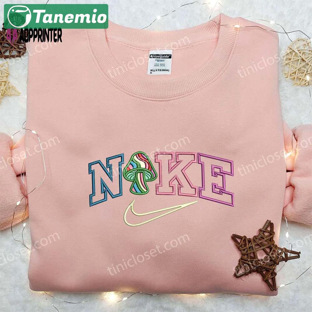 Colorful mushroom x nike embroidered shirt – best family gift nike inspired Embroidered Shirt