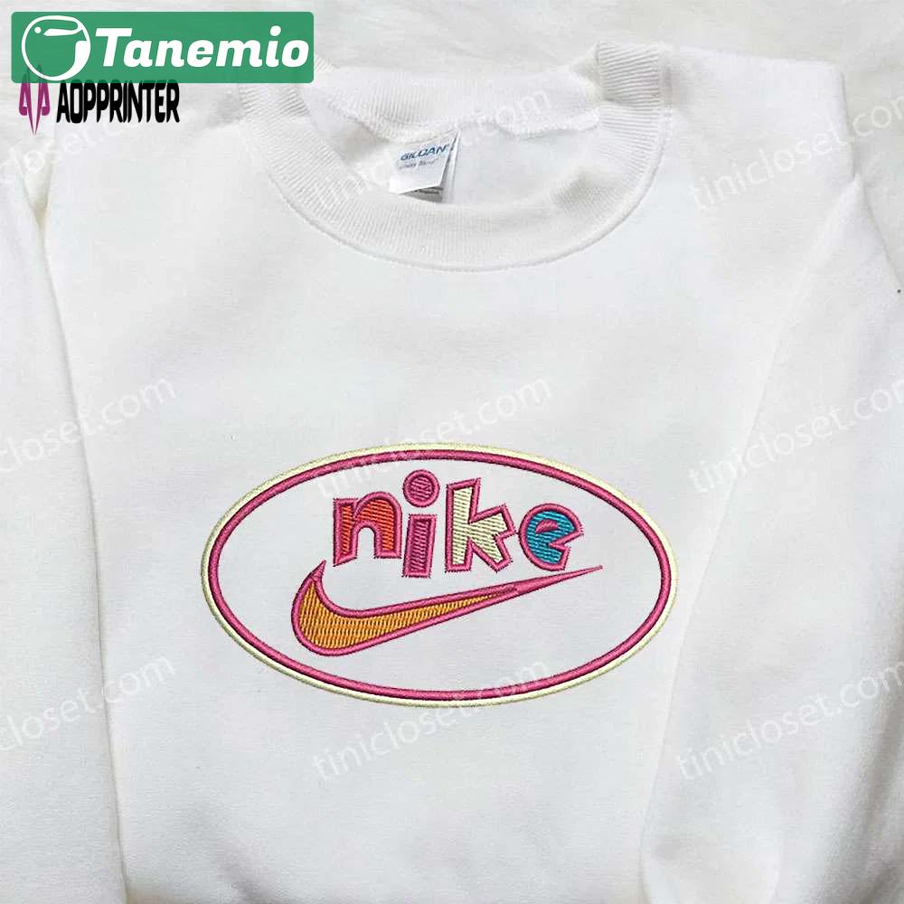 Colorful nike embroidered sweatshirt: best birthday gift idea with nike inspired embroidered shirt Embroidered Shirt