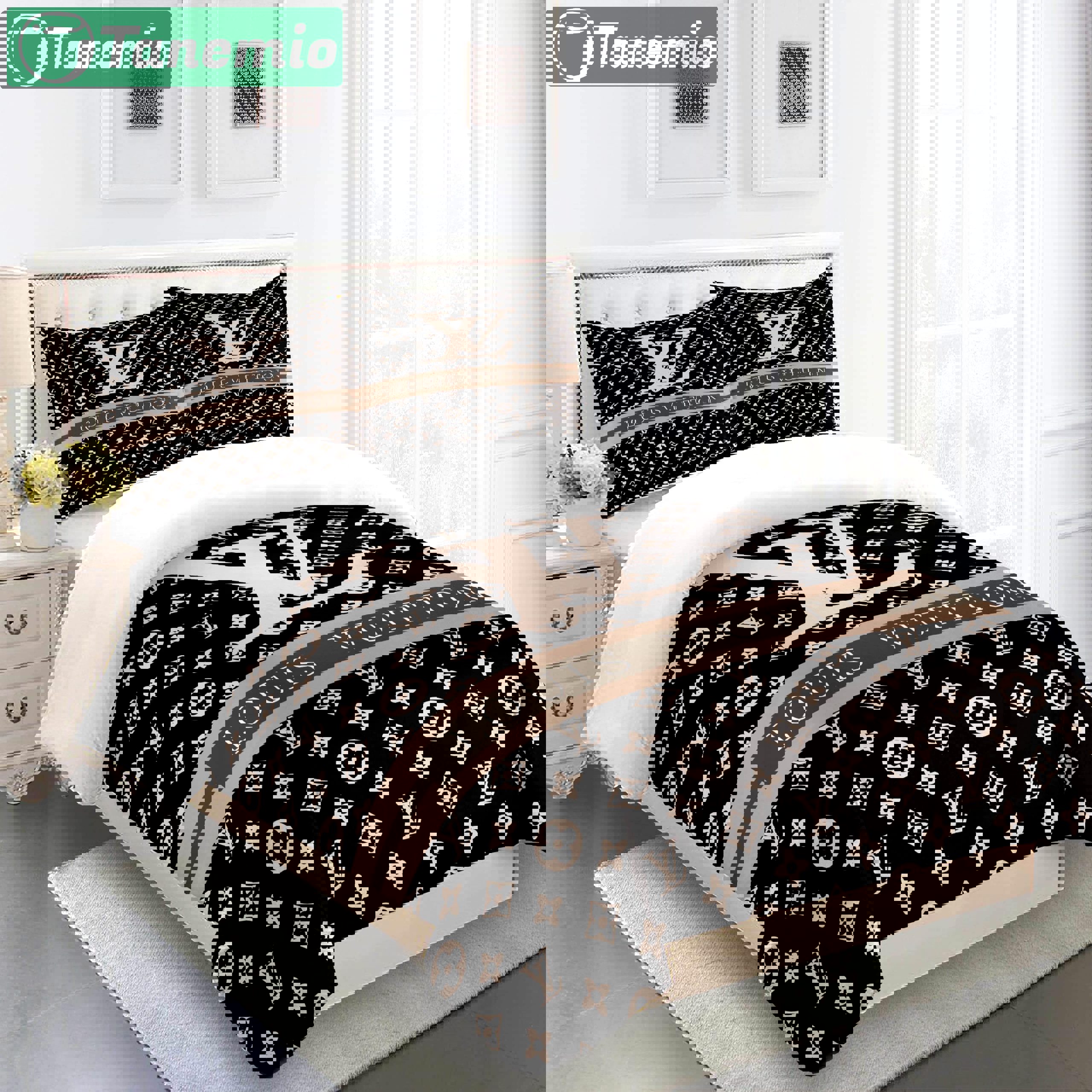 Comforter sets beige brown louis vuitton bedding set  home decoration Bedding Sets