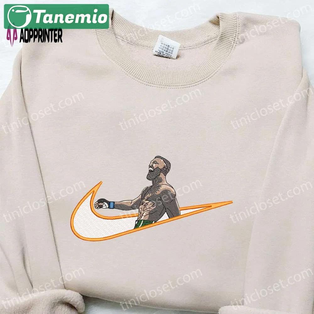 Conor mcgregor x nike swoosh celebrity hoodie & shirt: best gifts for him nike inspired embroidery Embroidered Shirt