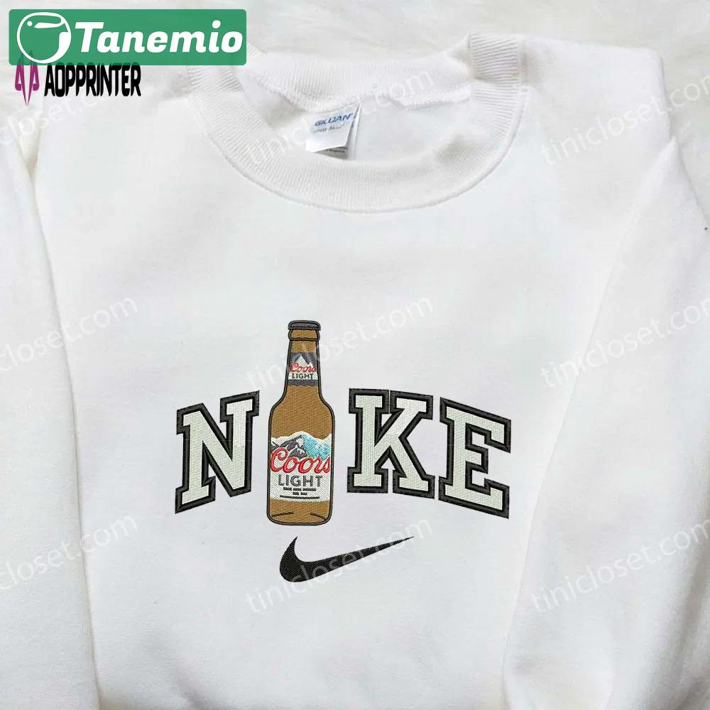 Coors light beer bottle x nike embroidered shirt: custom favor drinking tee Embroidered Shirt
