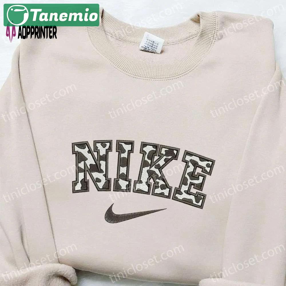 Cow motifs x nike: embroidered hoodie & shirt – best family gifts Embroidered Shirt