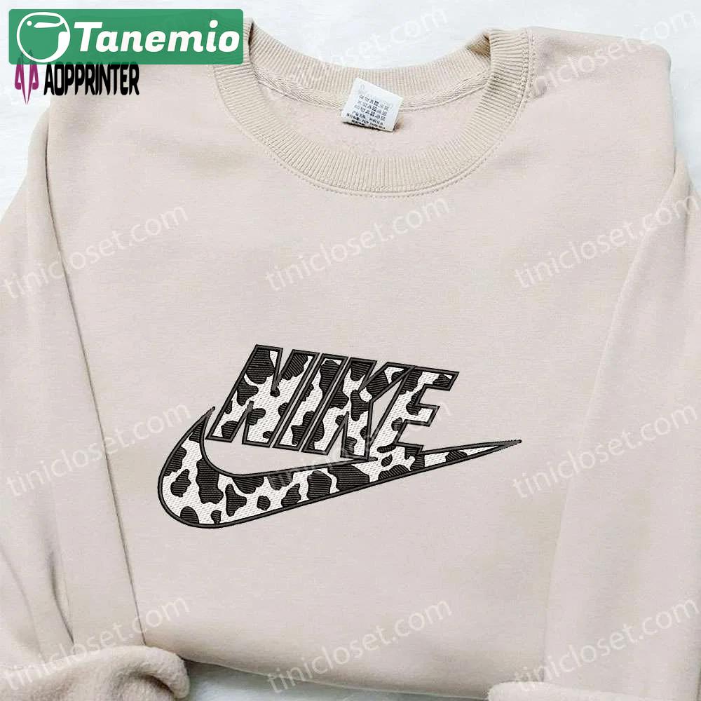 Cow pattern x nike hoodie & embroidered shirt: best family gifts Embroidered Shirt