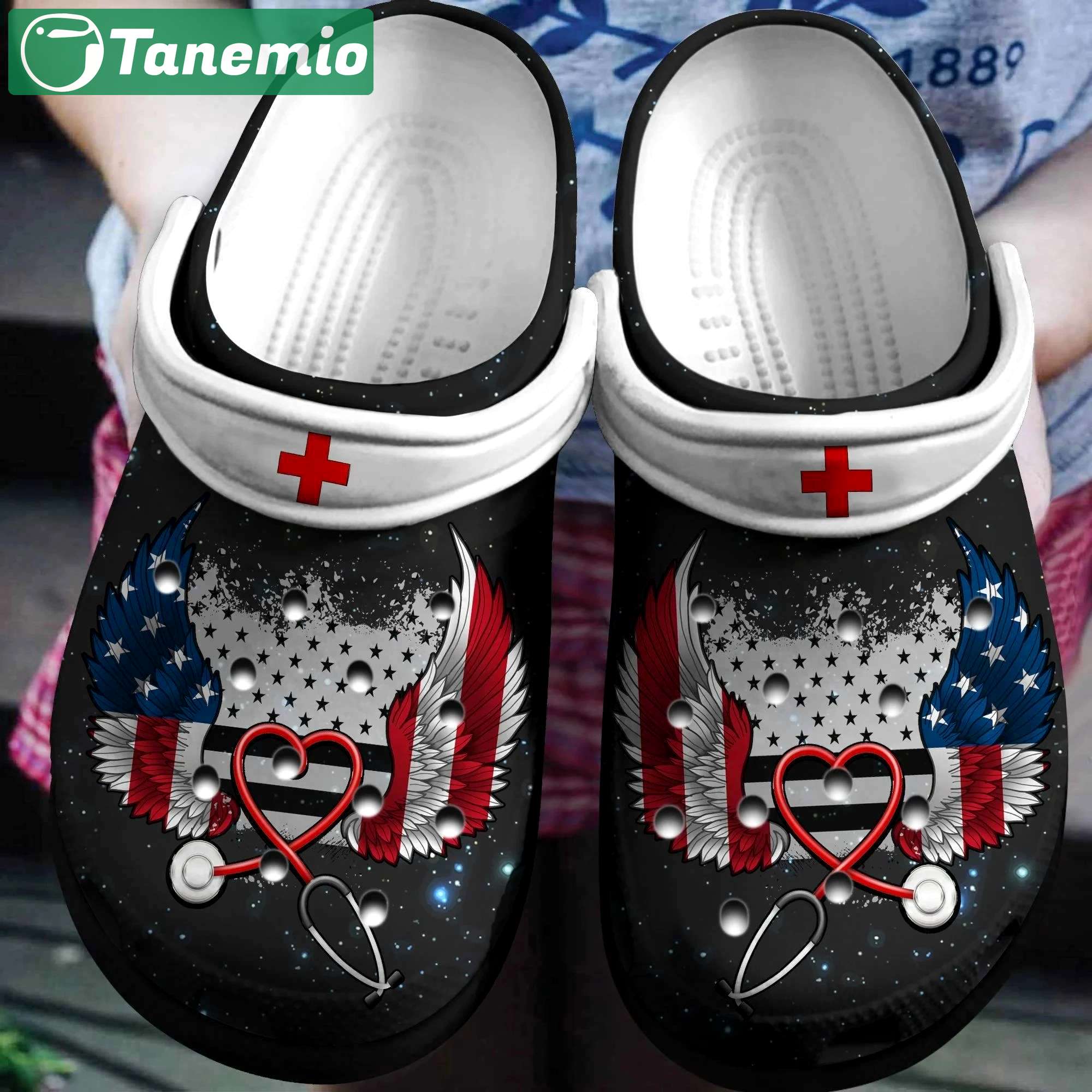 Crocs outfit - american nurse wings usa flag 4th of july crocs crocband clogs - 24 Crocs Outfit