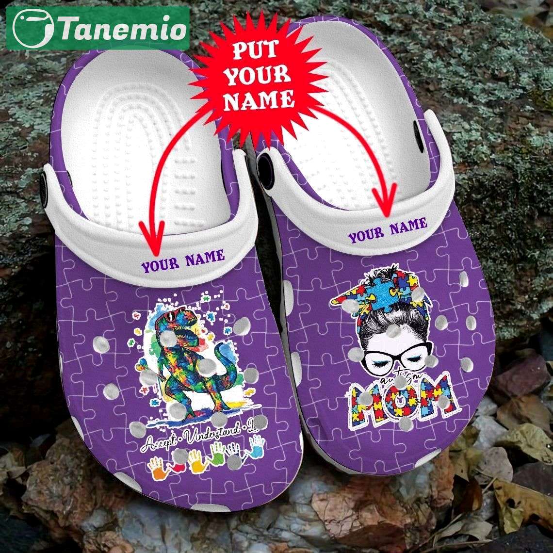 Crocs outfit - custom name autism awareness day autism mom messy bun puzzle pieces mother’s day crocs crocband clog shoes - 448 Crocs Outfit