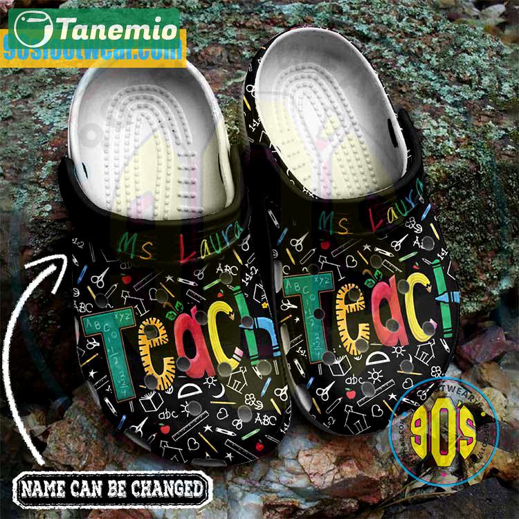 Crocs outfit - personalized crocs for teachers – teach teaching pattern clogs - 1681 Crocs Outfit