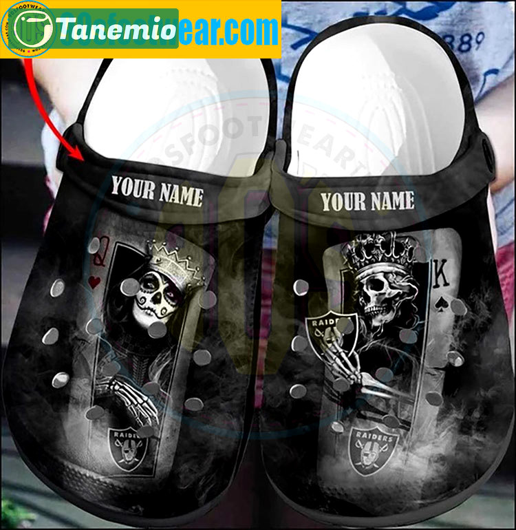 Crocs outfit - personalized raider crocs skull king and queen las vegas raiders football team custom classic clog - 1821 Crocs Outfit