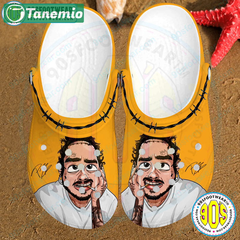 Crocs outfit - post malone crocs post malone rapper signature fan art yellow clog shoes - 1928 Crocs Outfit