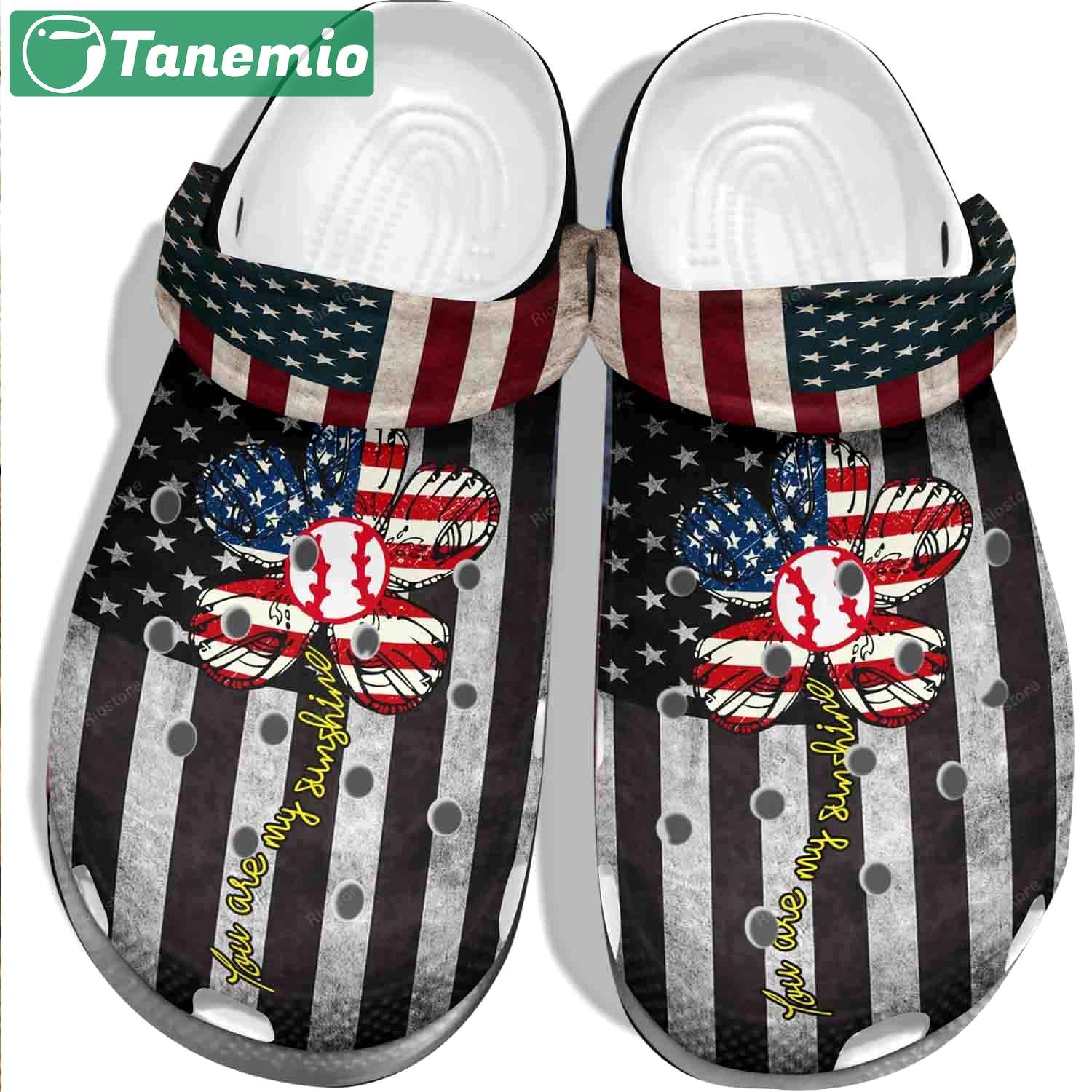 Crocs outfit - usa flag baseball you are my sunshine 4th of july crocs crocband clogs - 2242 Crocs Outfit