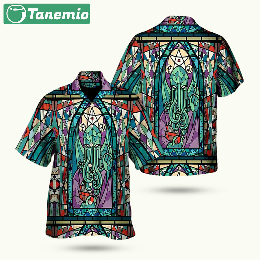 Cthulhu church stained glass hawaiian shirt Hawaii Shirt Shorts & Flip Flops