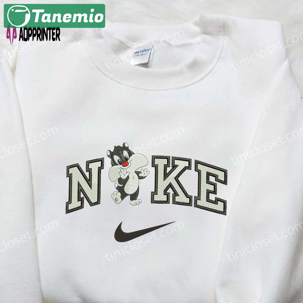 Custom baby sylvester x nike embroidered shirt – cartoon disney looney tunes & merrie melodies Embroidered Shirt