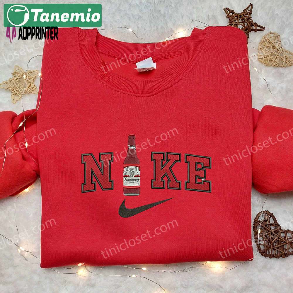 Custom budweiser beer x nike embroidered shirt: stylish alcohol-infused nike apparel Embroidered Shirt