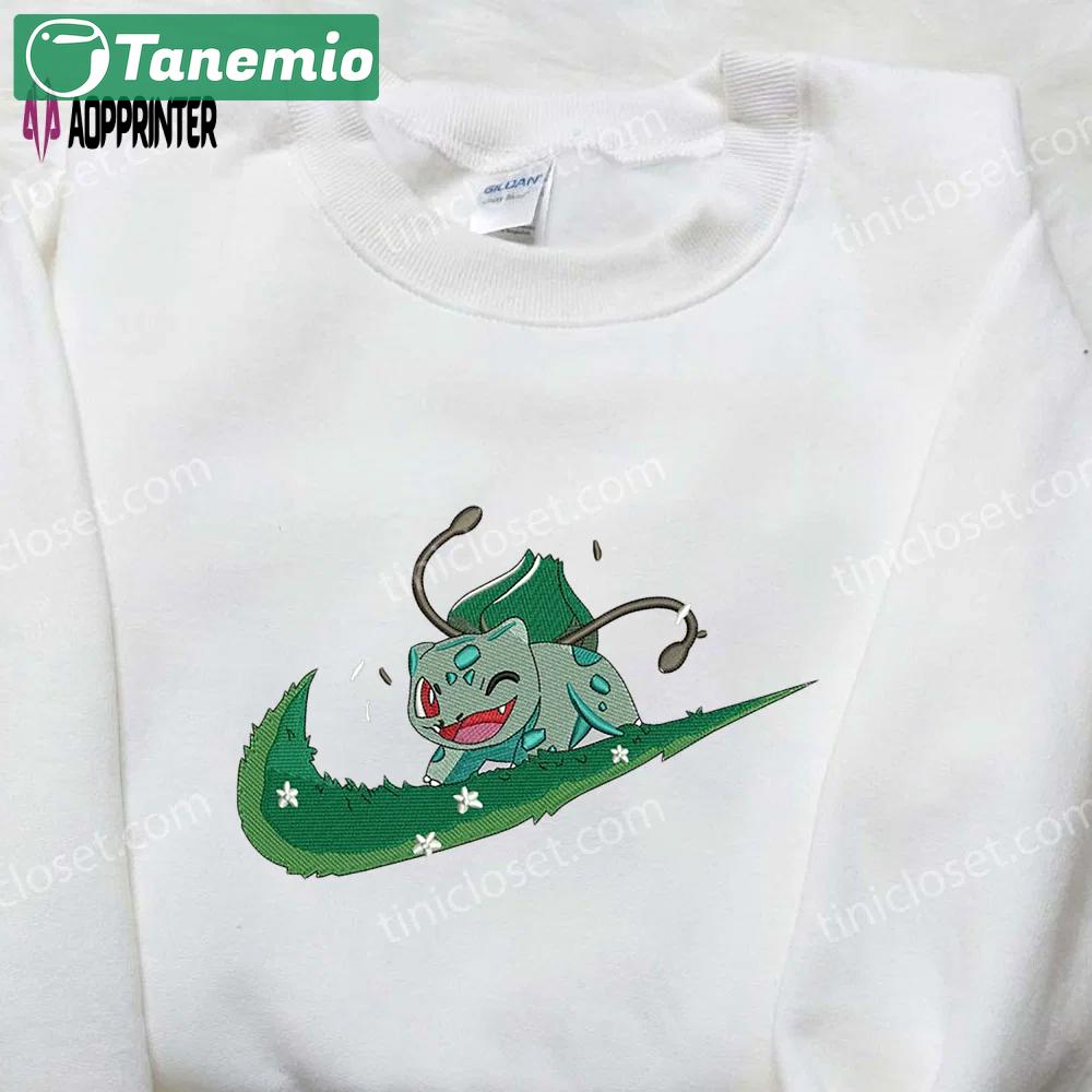 Custom bulbasaur x nike embroidered shirt – pokemon inspired nike tee Embroidered Shirt