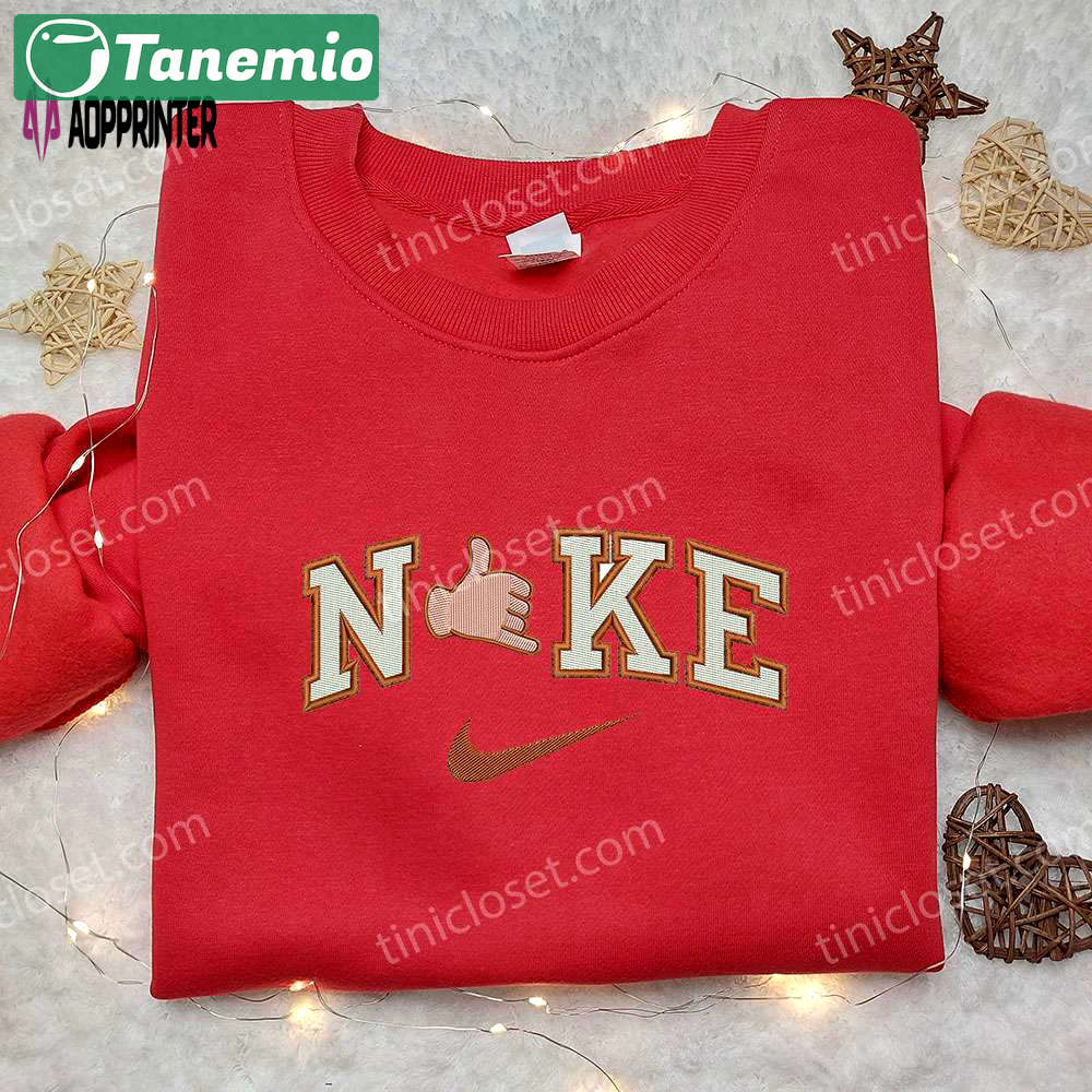 Custom nike embroidered shirt – finger callback x nike perfect gift for wife Embroidered Shirt