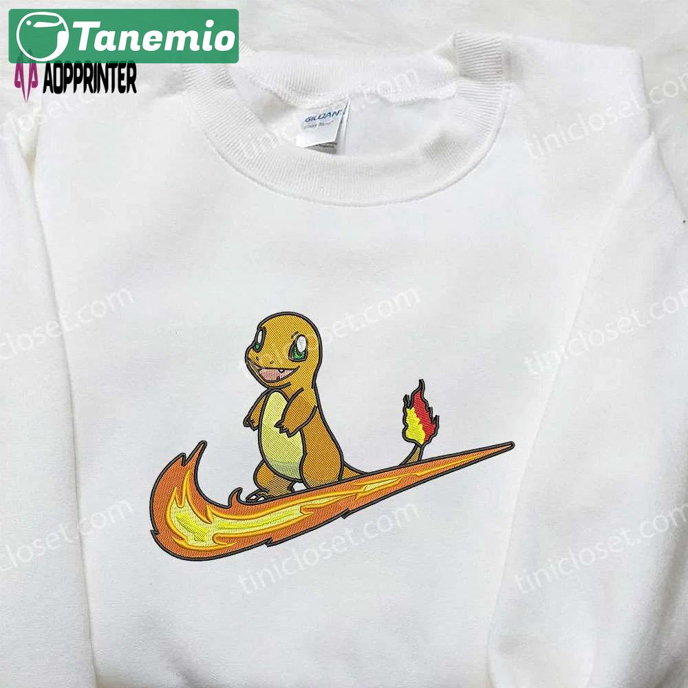 Custom nike x charmander stand embroidered shirt – pokémon design Embroidered Shirt