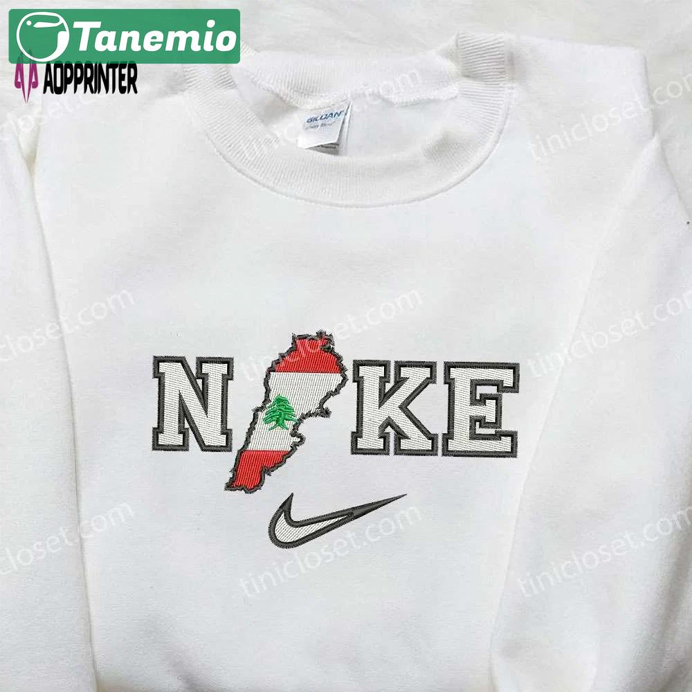Custom nike x lebanon map embroidered shirt: national day gift ideas Embroidered Shirt
