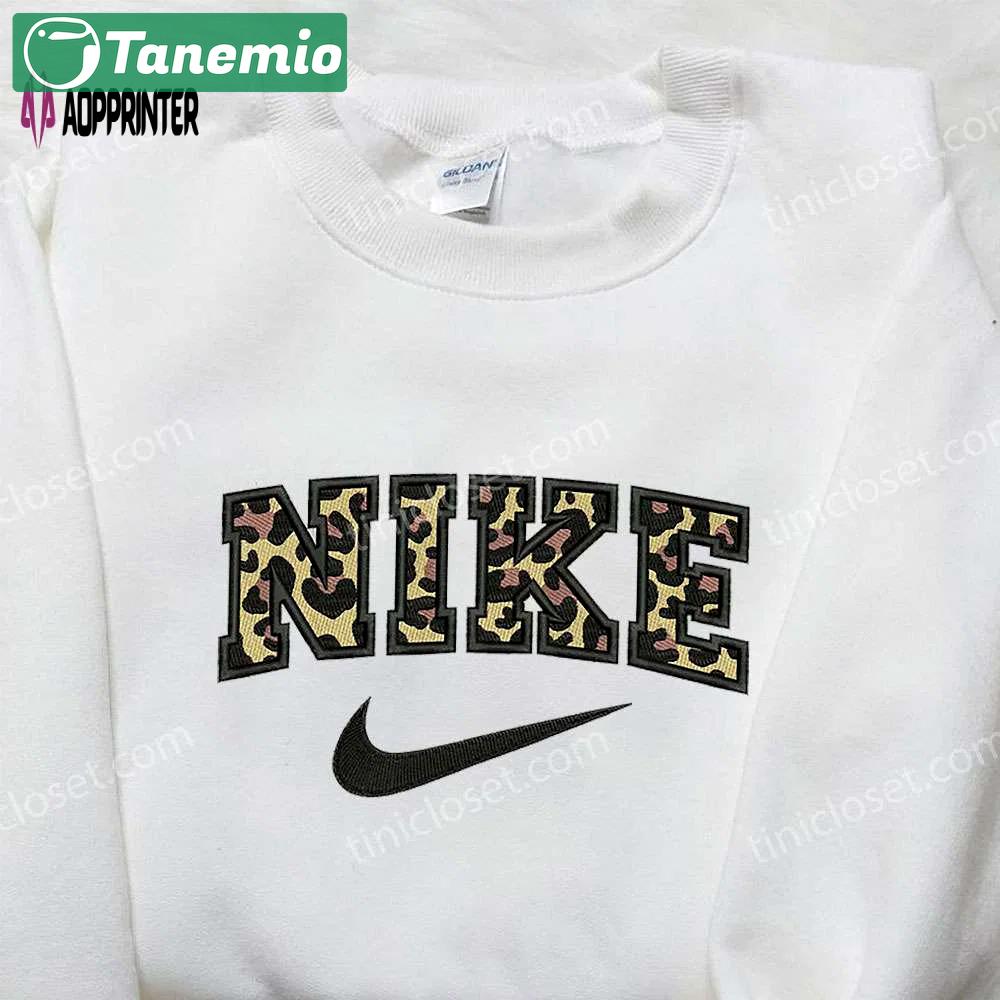 Custom nike x leopard embroidered shirt: best family gifts Embroidered Shirt