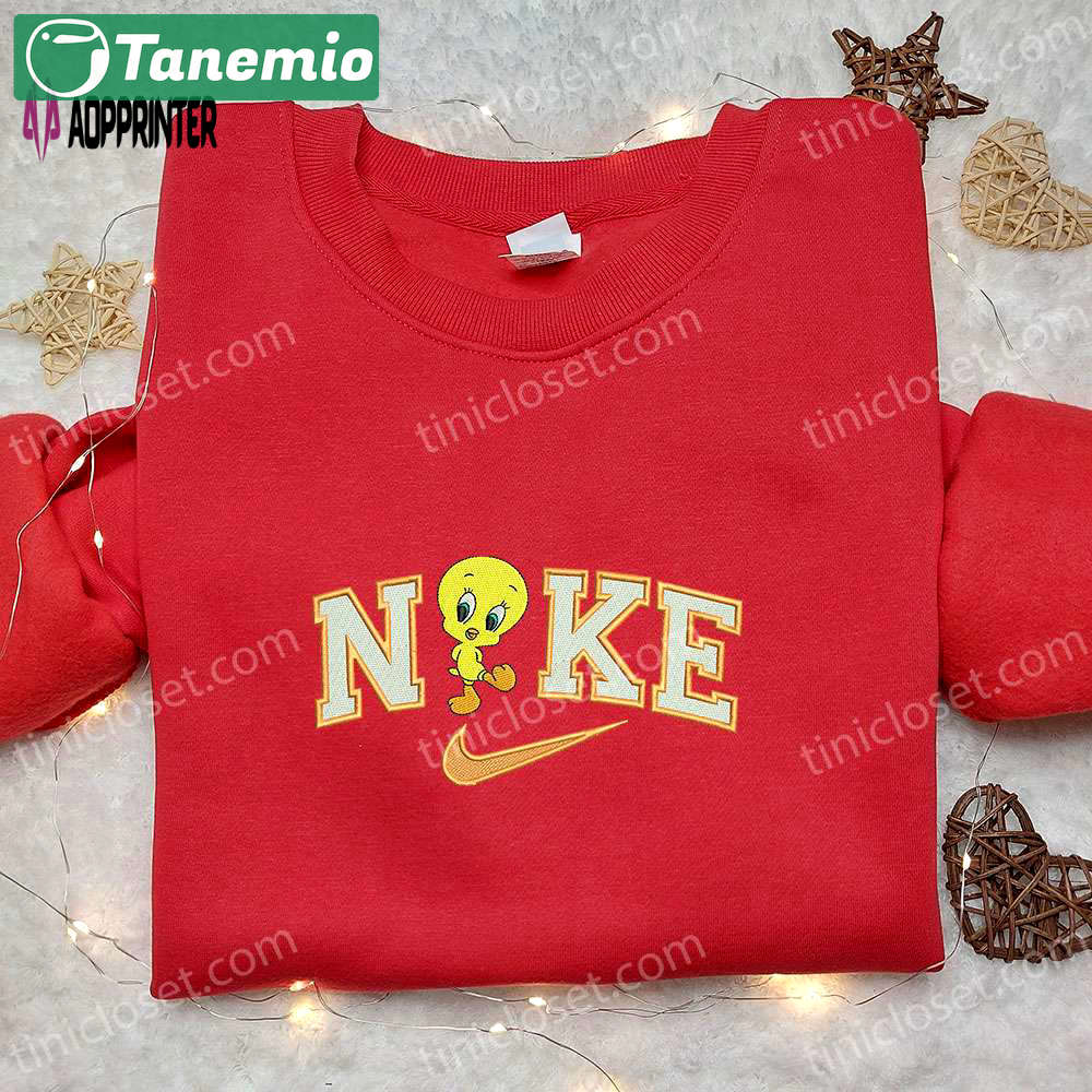 Custom nike x tweety & looney tunes embroidered t-shirt – exclusive designs for disney fans Embroidered Shirt