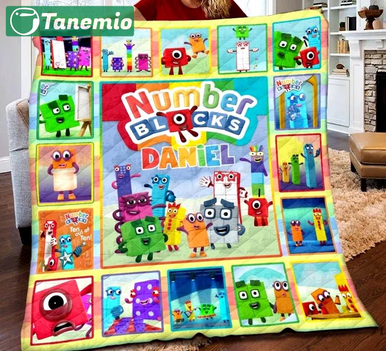 Custom numberblocks blanket, personalized numberblocks fleece blanket numberblocks kids songs blanket birthday gifts christmas gift for kids Quilt Blanket