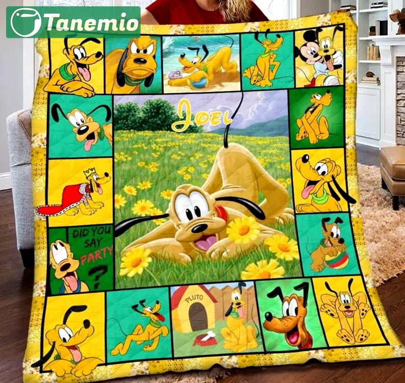 Custom pluto dog blanket, dog fleece blanket, personalized pluto blanket, birthday gifts, christmas gift for kids Quilt Blanket
