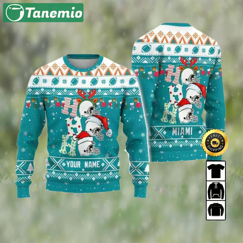 Customized miami dolphins ugly christmas sweater, faux wool sweater, national football league, gifts for fans football nfl, football 3d ugly sweater, merry xmas ? prinvity Christmas Ugly Sweater