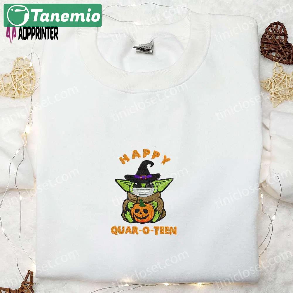Cute baby yoda pumpkin embroidered sweatshirt: perfect halloween gift for family Embroidered Shirt