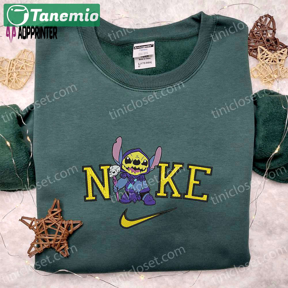 Cute nike x stitch halloween witch embroidered shirt – custom & unique halloween shirt Embroidered Shirt