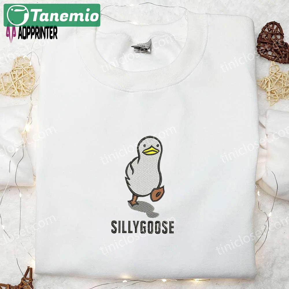 Cute silly goose embroidered shirt – fun animal & funny design Embroidered Shirt