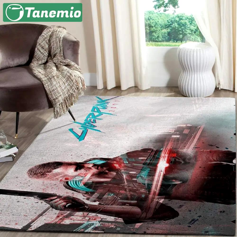 Cyberpunk 2077 futuristic gaming area rugs living room carpet fn140102 rug regtangle carpet floor decor home decor Rectangle Rug