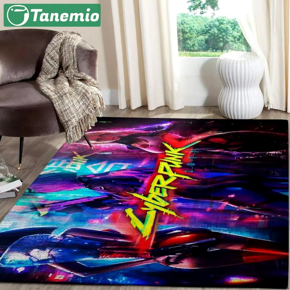 Cyberpunk 2077 futuristic gaming area rugs living room carpet fn140105 rug regtangle carpet floor decor home decor Rectangle Rug