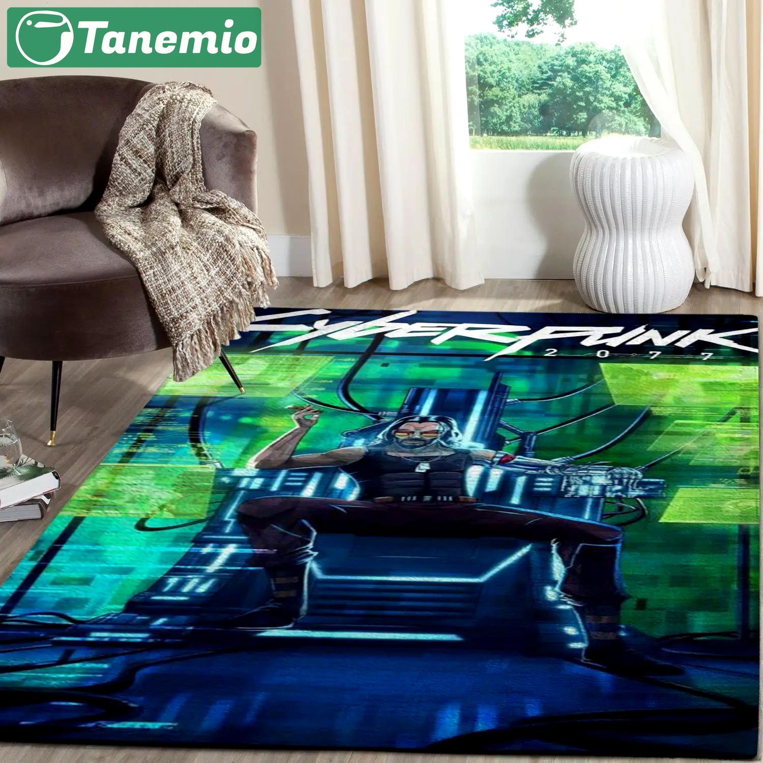 Cyberpunk 2077 futuristic gaming area rugs living room carpet fn140106 rug regtangle carpet floor decor home decor Rectangle Rug