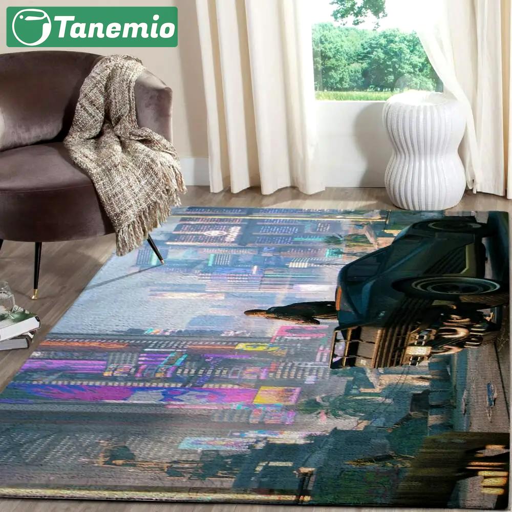 Cyberpunk 2077 futuristic gaming area rugs living room carpet fn140107 rug regtangle carpet floor decor home decor Rectangle Rug