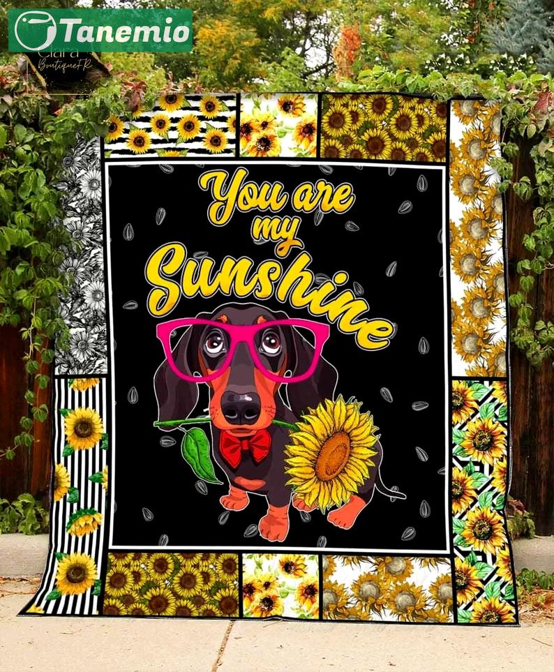 Dachshund you are my sunshine fleece blanket, mink sherpa blanket, dachshund blanket, dog own quilt, dog lover gift Quilt Blanket