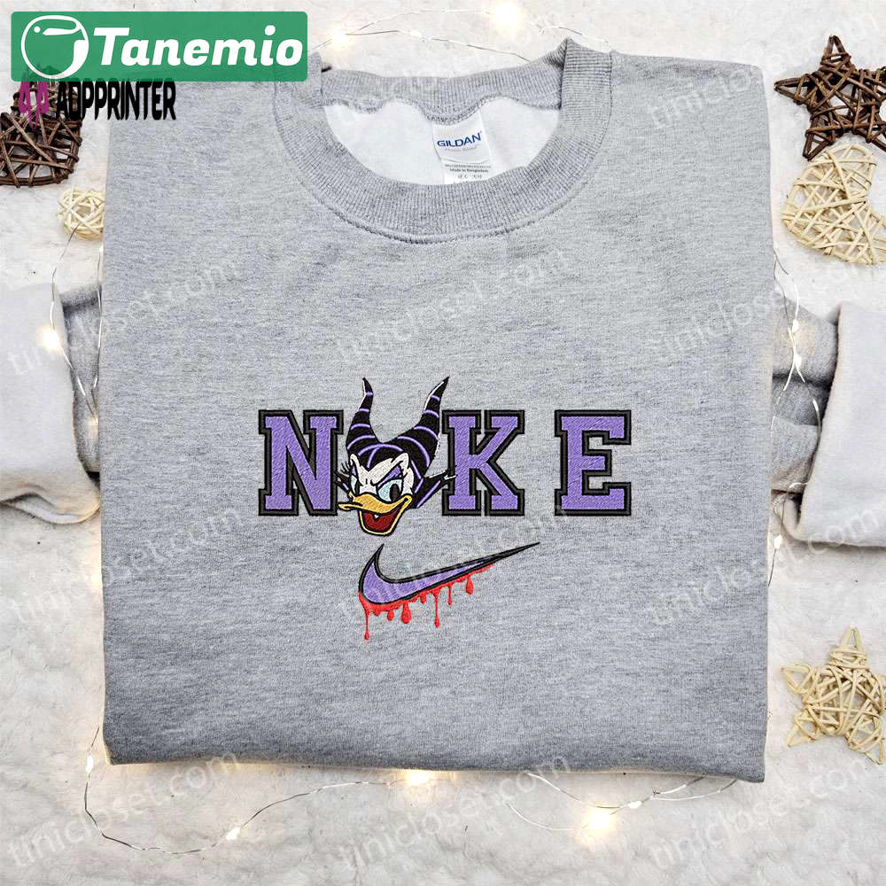 Daisy duck maleficent evil x nike: embroidered hoodie & shirt – best halloween gift ideas Embroidered Shirt