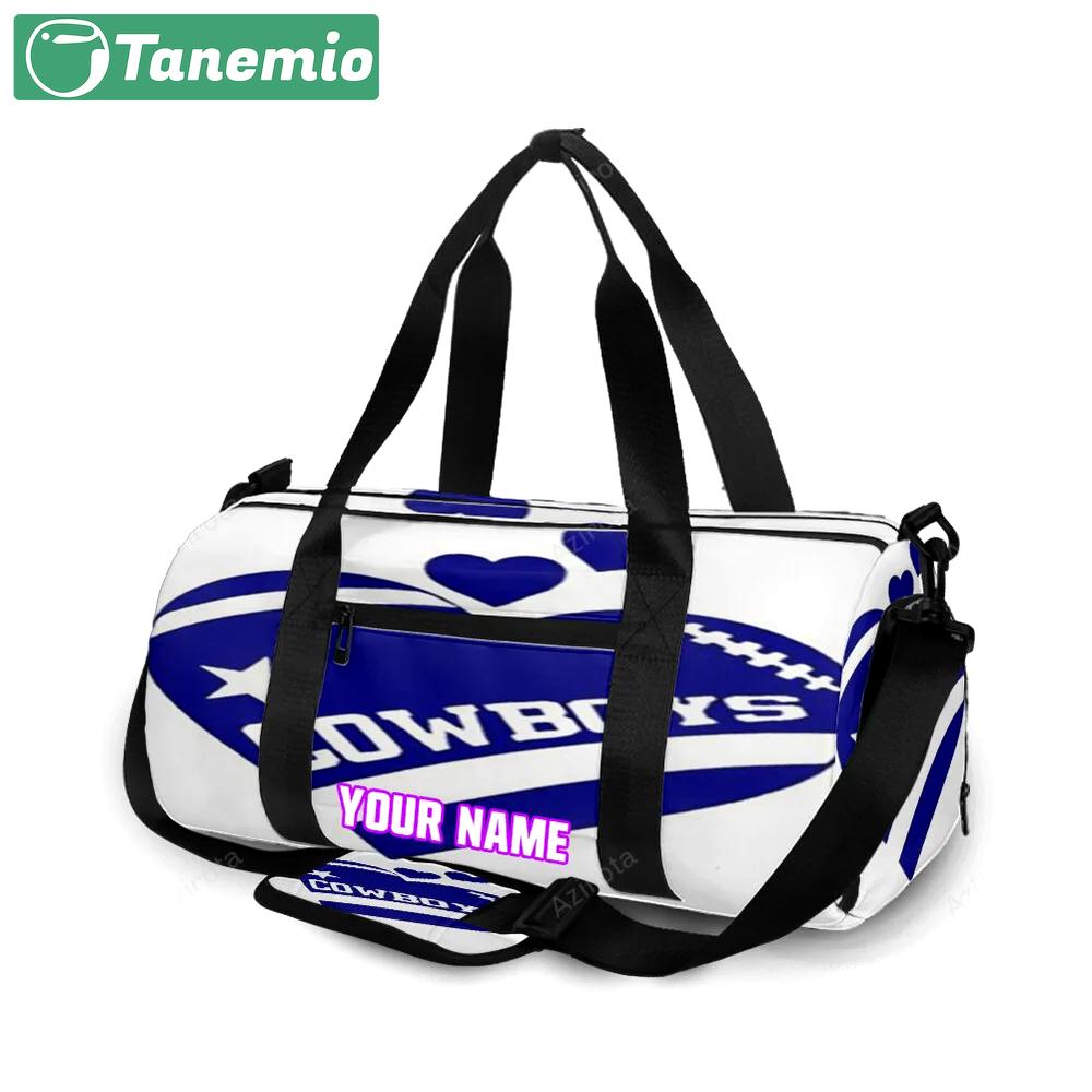 Dallas cowboys cowboys ball heart personalized name travel bag gym bag 411 Travel Bag