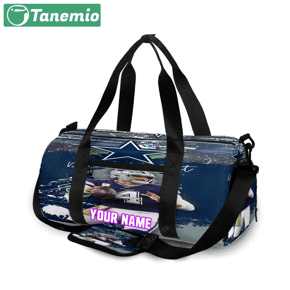 Dallas cowboys dak prescott stadium personalized name travel bag gym bag 849 Travel Bag