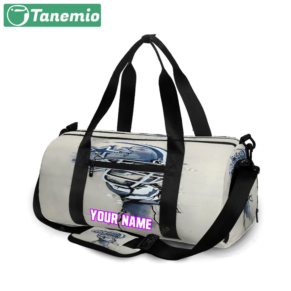 Dallas cowboys hand holding helmet personalized name travel bag gym bag 1629 Travel Bag
