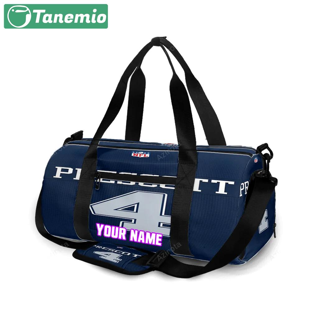 Dallas cowboys prescott 4 jersey personalized name travel bag gym bag 1307 Travel Bag