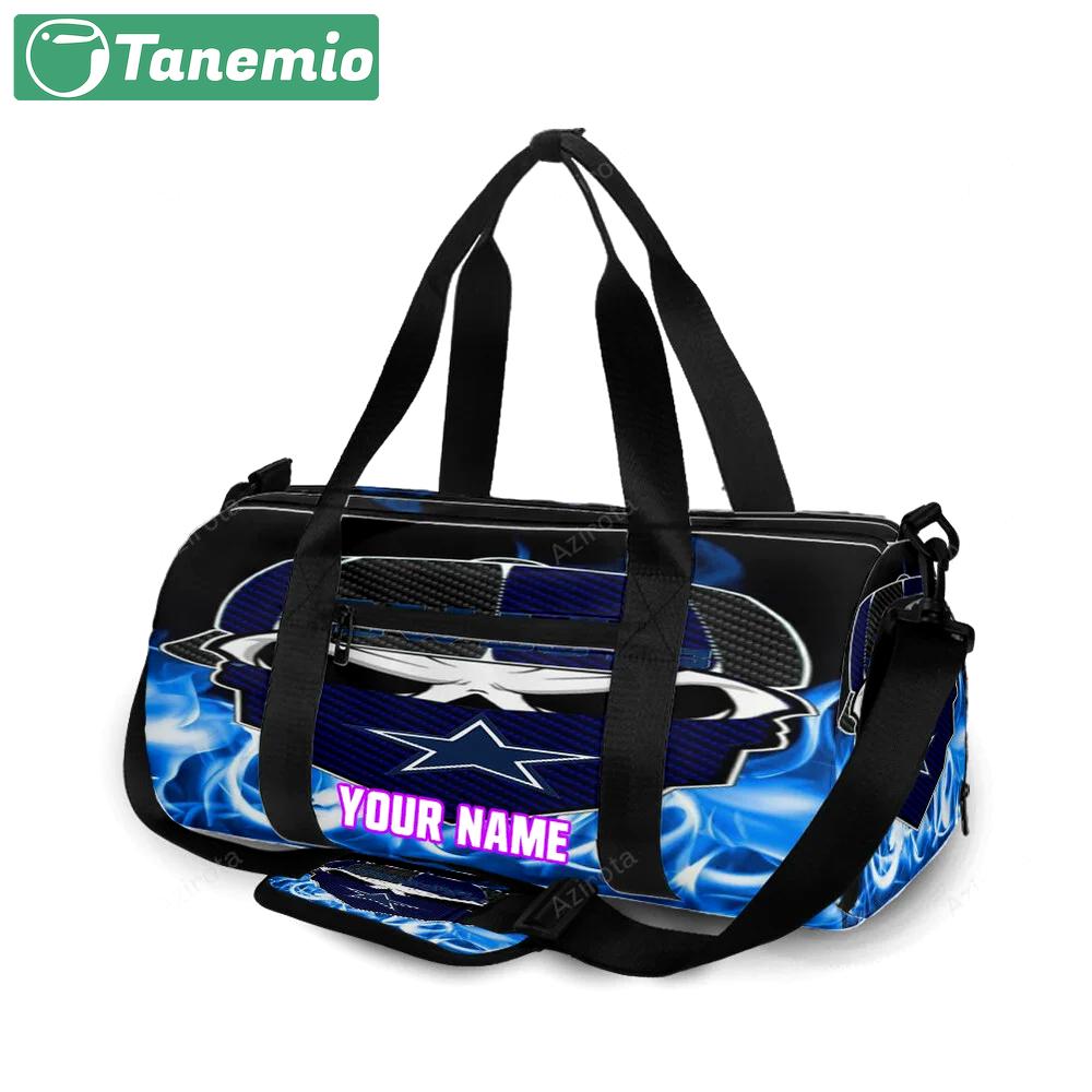 Dallas cowboys skull wearing mask fire personalized name travel bag gym bag 672 Travel Bag