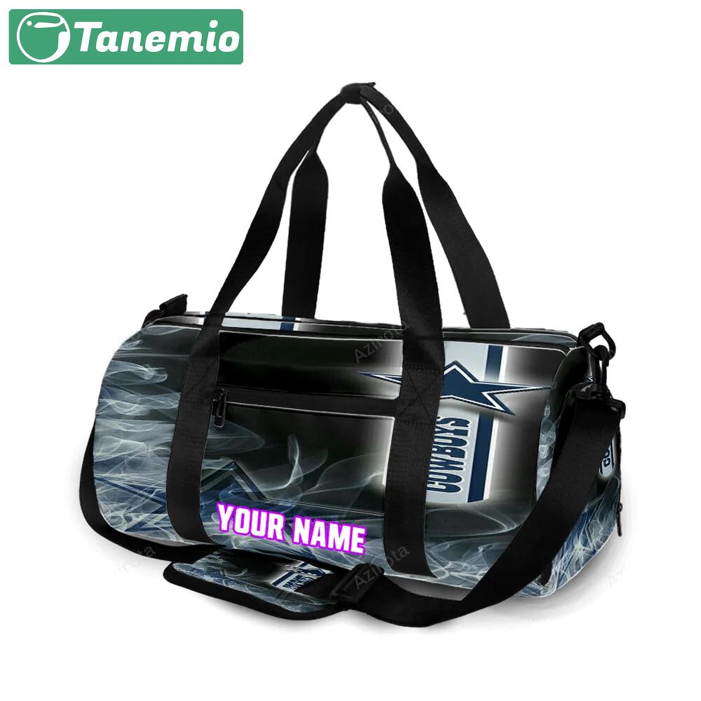 Dallas cowboys star white smoke personalized name travel bag gym bag 388 Travel Bag
