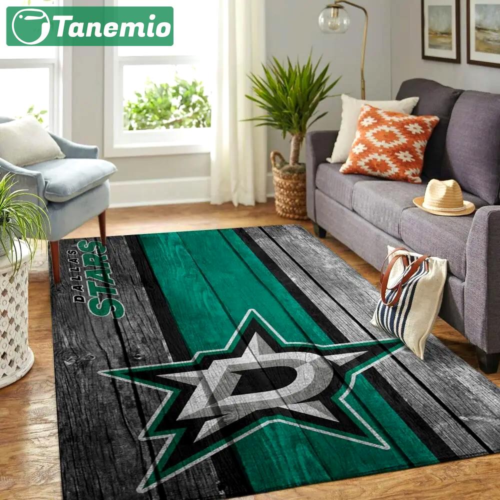 Dallas stars nhl team logo area rugs wooden style living room regtangle carpet Rectangle Rug
