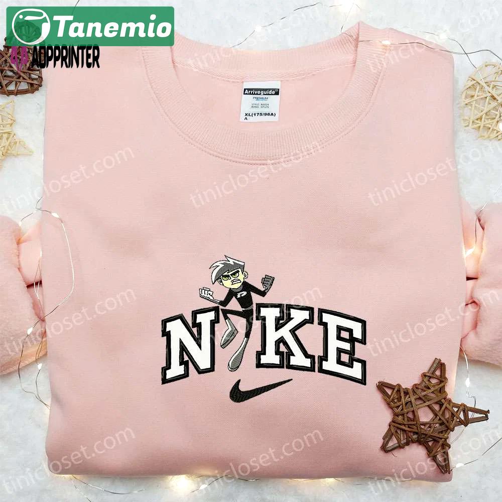 Danny phantom x nike cartoon embroidered shirt: stylish & iconic collaboration for fans! Embroidered Shirt