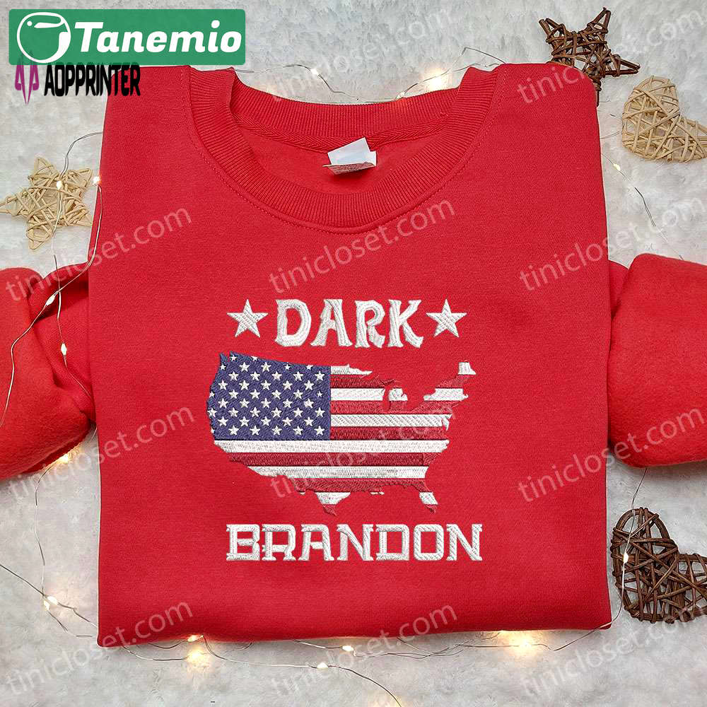 Dark brandon embroidered shirt: joe biden design – hot political topics t-shirt Embroidered Shirt
